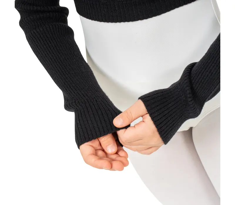 Bloch Fix Wrap Sweater, dievčenská baletný top na zahriatie Bloch Fix Wrap Sweater, dievčenská baletný top na zahriatie - Čierna