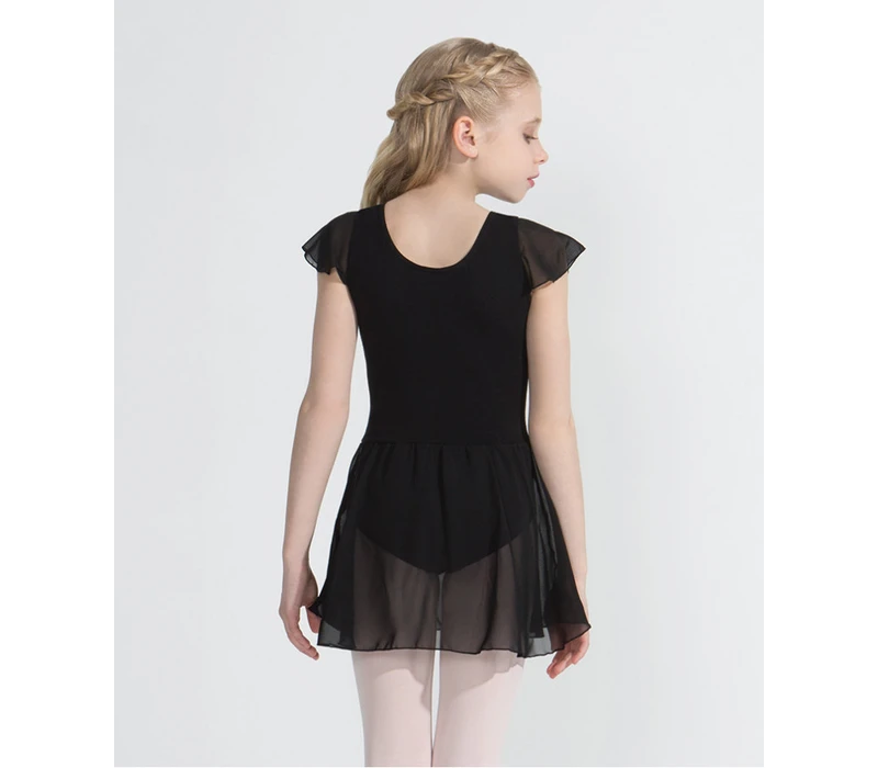 Capezio flutter sleeve dress, dres so sukničkou - Čierna