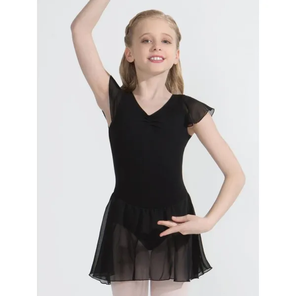 Capezio flutter sleeve dress, dres so sukničkou
