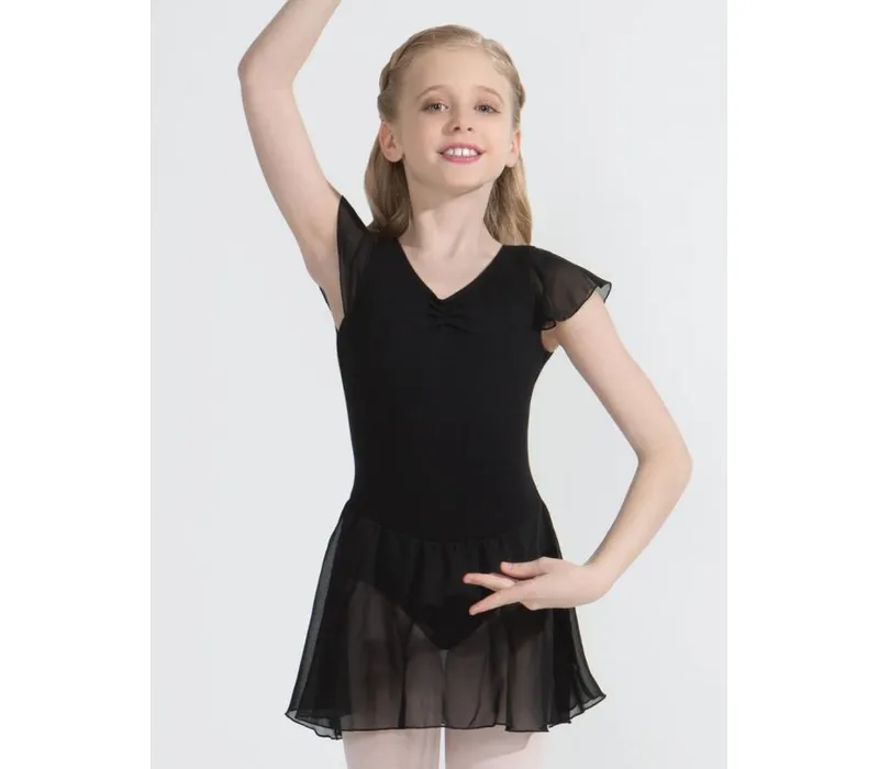 Capezio flutter sleeve dress, dres so sukničkou - Čierna