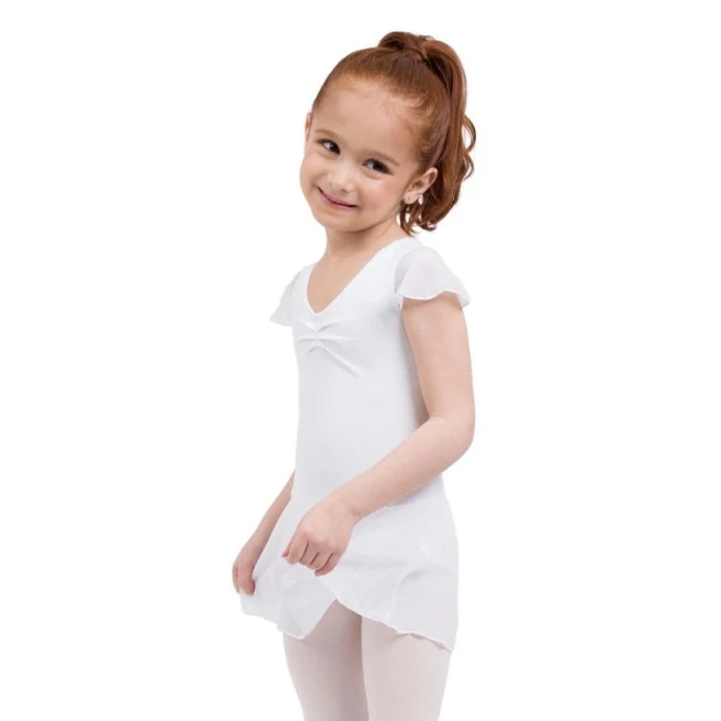 Capezio flutter sleeve dress, dres so sukničkou - Biela Capezio flutter sleeve dress, dres so sukničkou - Biela