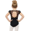 Capezio puff sleeve keyhole back leotard, detský dres - Čierna