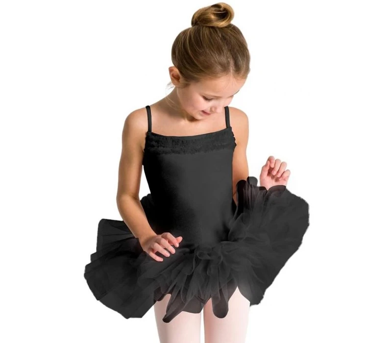 Capezio Ruffle Yoke, detský dres s tutu sukničkou - Čierna