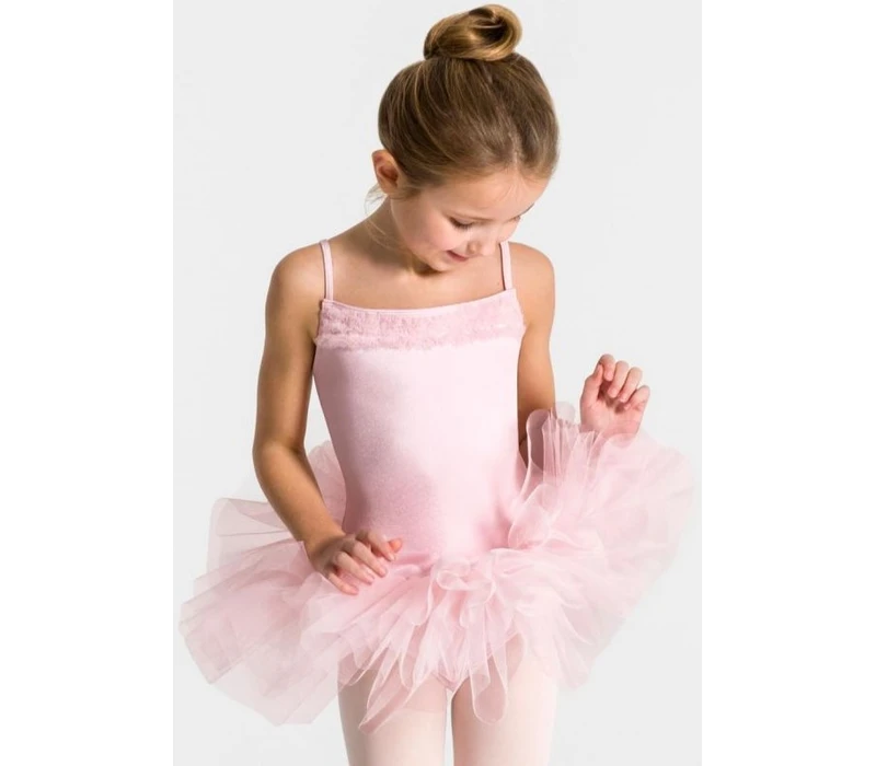 Capezio Ruffle Yoke, detský dres s tutu sukničkou - Ružová Capezio