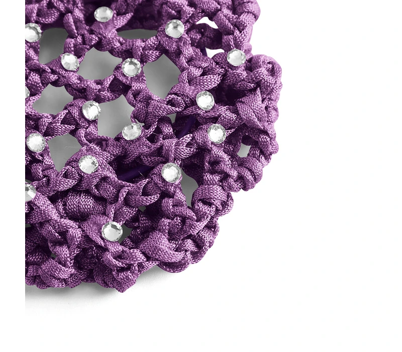 Rumpf Bun cover, farebná sieťka na konťu s kryštálom - Fialová - purple
