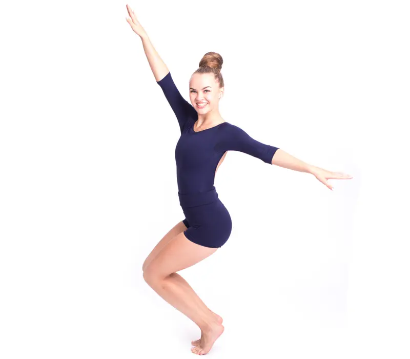 Capezio boatneck 3/4 sleeve leotard, baletný dres - Modrá - navy