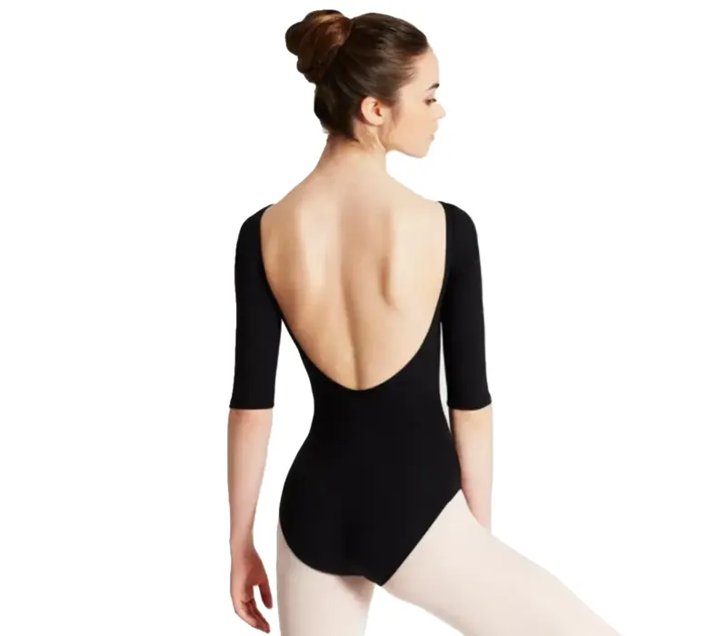 Capezio boatneck 3/4 sleeve leotard, baletný dres - Čierna