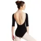 Capezio boatneck 3/4 sleeve leotard, baletný dres - Čierna