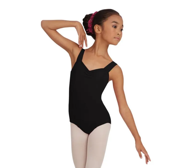 Capezio Wide Strap Leotard, detský dres na hrubé ramienka  - Čierna