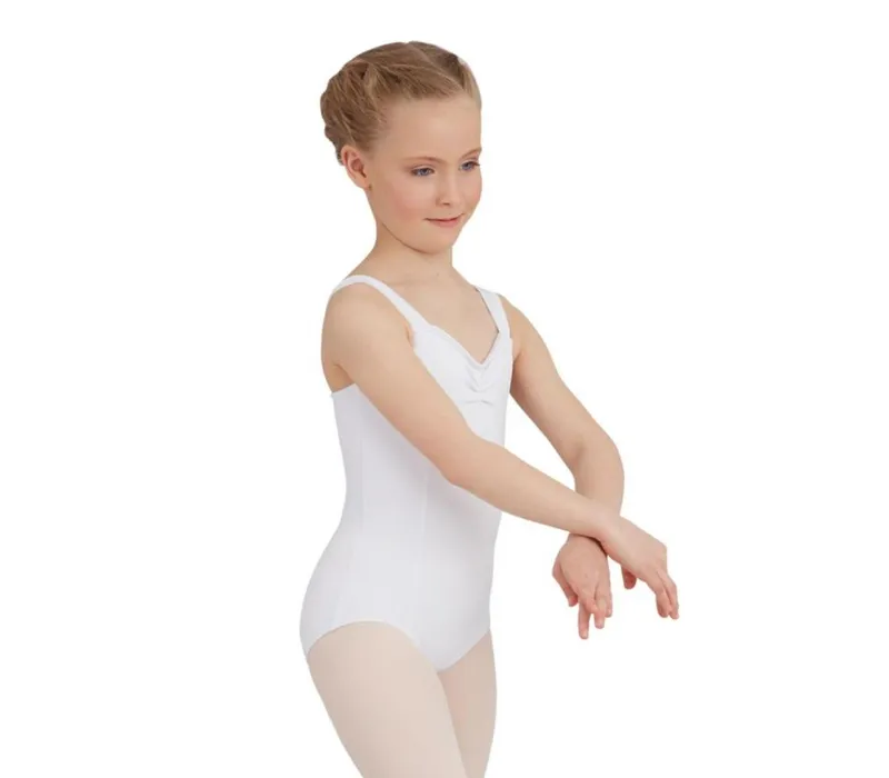 Capezio Wide Strap Leotard, detský dres na hrubé ramienka  - Biela